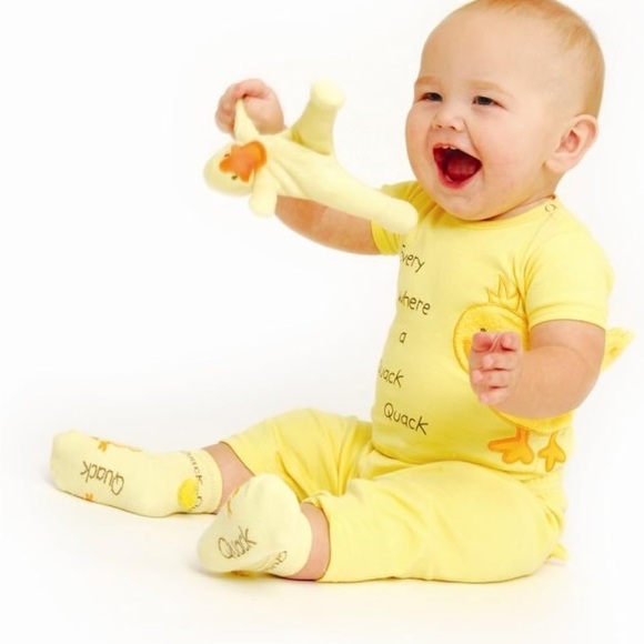 Mud Pie Other - Mud Pie Yellow Baby Top with Duckling Theme
